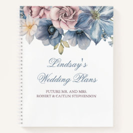 Dusty Blue und Mauve Floral Elegante Moderne Notizbuch
