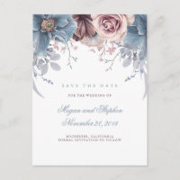 Dusty Blue und Mauve Floral Save the Date