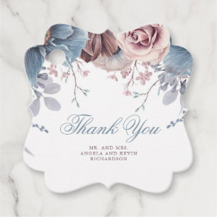 Dusty Blue und Mauve Floral Vielen Dank Geschenkanhänger