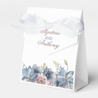 Dusty Blue und Mauve Floral Watercolor Wedding Fav Geschenkschachtel