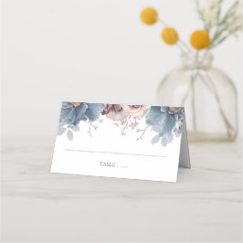 Dusty Blue und Mauve Floral Wedding Platzkarte