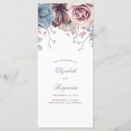 Dusty Blue und Mauve Floral Weddings Programme