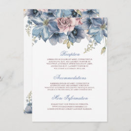 Dusty Blue und Mauve Watercolor Floral Wedding Begleitkarte