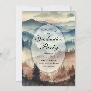 Dusty Blue und Mocha Brown Mountains Abschluss Einladung