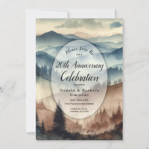 Dusty Blue und Mocha Brown Mountains Custom Year Einladung