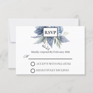 Dusty Blue und Navy Wedding RSVP Karte
