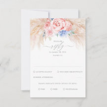 Dusty Blue und Pink Blume Exotic Wedding RSVP