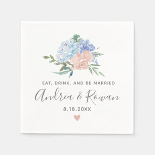 Dusty Blue und Pink Floral Wedding Serviette
