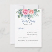 Dusty Blue und Pink Rose Quartz Wedding RSVP