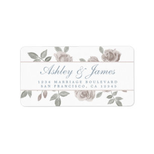 Dusty Blue und Rose Floral Wedding Rücksendeadress Adressaufkleber
