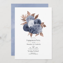 Dusty Blue und Rose Gold Floral Engagement Party Einladung