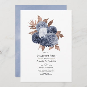 Dusty Blue und Rose Gold Floral Engagement Party Einladung