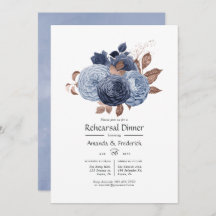 Dusty Blue und Rose Gold Floral Probe Dinner