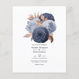 Dusty Blue und Rose Gold Floral Wedding Flyer