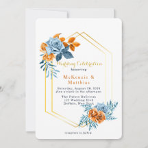 Dusty Blue und Rusty Peony Floral Gold Wedding