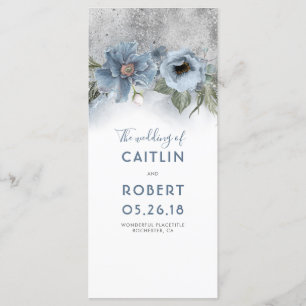 Dusty Blue und Silver Floral Weddings Programme