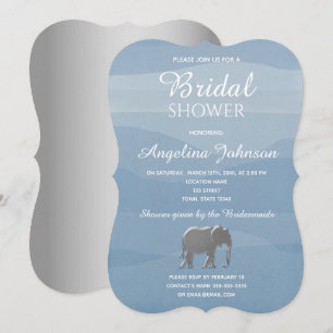 Dusty Blue und Silver Foil Elephant Brautparty Einladung