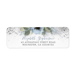 Dusty Blue und Silver Glitzer Floral Trendy