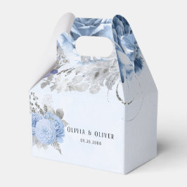 Dusty Blue und Silver Glitzer Florals Wedding Geschenkschachtel