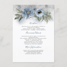 Dusty Blue und Silver Wedding Information Guest Begleitkarte