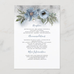 Dusty Blue und Silver Wedding Information Guest Begleitkarte