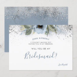 Dusty Blue und Silver werden Sie meine Bridesmaid Einladung