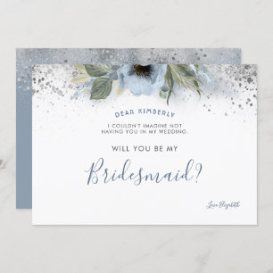 Dusty Blue und Silver werden Sie meine Bridesmaid  Einladung