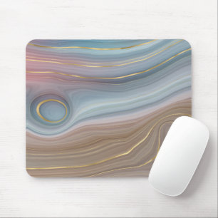 Dusty Blue und Taupe Agate Mousepad