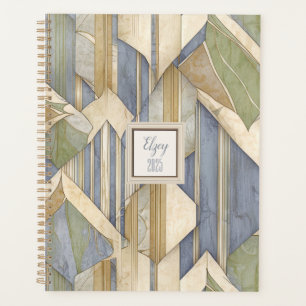 Dusty Blue und Taupe Stripe Hardcover Planner Planer