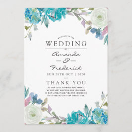 Dusty Blue und Türkis Floral Wedding Programm