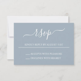 Dusty Blue und White Elegante Wedding RSVP Karte