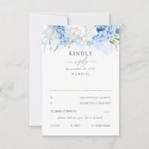 Dusty Blue und White Floral Wedding RSVP