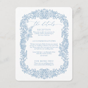 Dusty Blue und White Modern Rounded Corner Wedding Begleitkarte