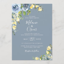 Dusty Blue und Yellow Botanical Floral Wedding