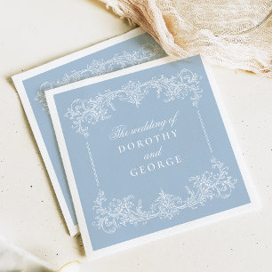 Dusty Blue Verziert Wedding Serviette
