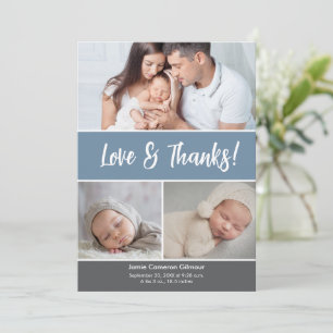 Dusty Blue Vielen Dank, Baby Foto Ankündigung