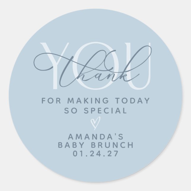 Dusty Blue Vielen Dank Runder Aufkleber (Vorderseite)