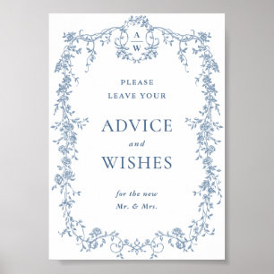 Dusty Blue Viktorianisch Advice & Wish Wedding Sig Poster