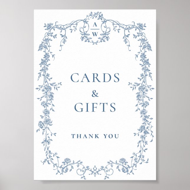 Dusty Blue Viktorianisch Cards and Gifts Wedding S Poster (Vorne)