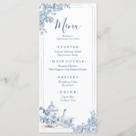 Dusty Blue Viktorianisch Garden Nachmittagstee Menükarte