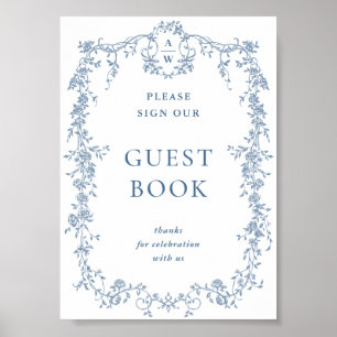 Dusty Blue Viktorianisch Grace Gäestbook Wedding S Poster