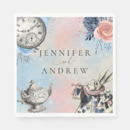 Dusty Blue Vintag Alice im Wunderland Serviette