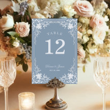 Dusty Blue Vintag Antique Verzierte Hochzeit