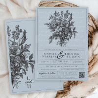 Dusty Blue Vintag Blumengarten Christliche Hochzei