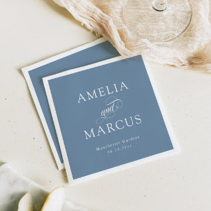 Dusty Blue Vintag Calligraphy Wedding Serviette