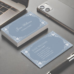 Dusty Blue Vintag Elegant Script Calligraphy Visitenkarte