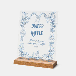 Dusty Blue Vintag Floral Baby Dusche Windeln Acrylschild