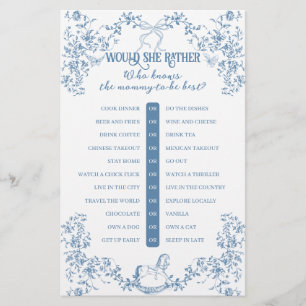 Dusty Blue Vintag Floral Baby Duschgame