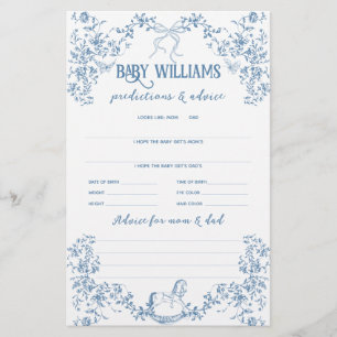 Dusty Blue Vintag Floral Baby Prediction Game