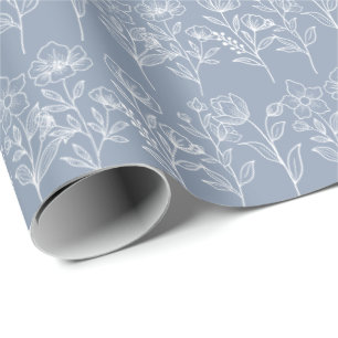 Dusty Blue Vintag Floral Bridal Hochzeiten Geschenkpapier